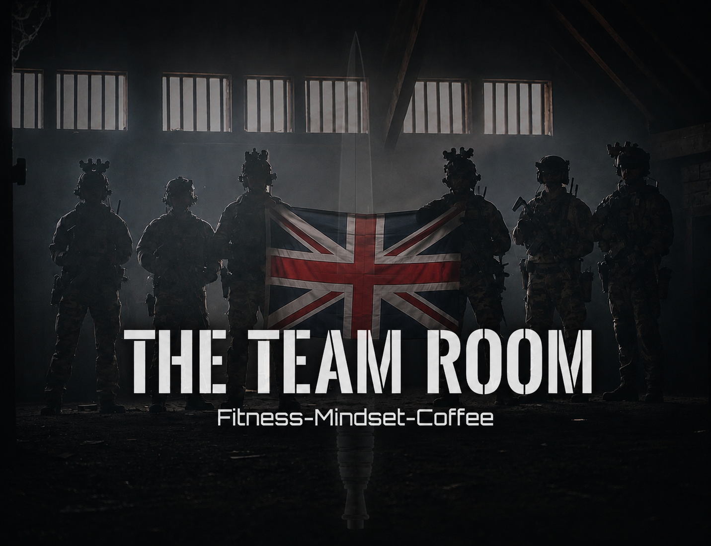 The Team Room operators with Union Jack flag